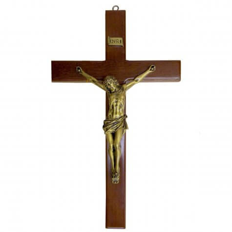 Crucifixo de Madeira com Bronze - 32 cm