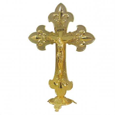 Crucifixo Estilizado Dourado para Mesa - 25 cm