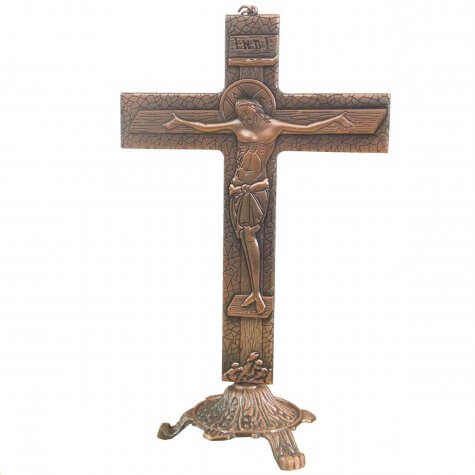 Crucifixo Estilizado em Bronze para Mesa - 25 cm