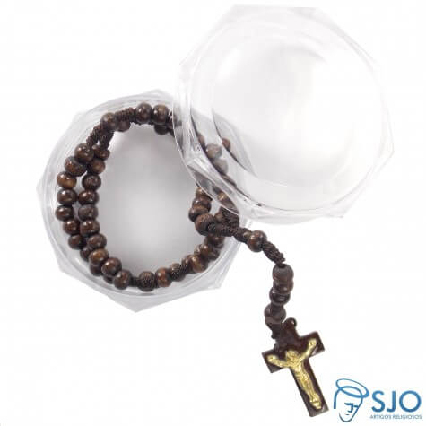 Kit Terço de Madeira Imbuia + Embalagem Italiana