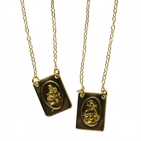 Escapulário Alto Relevo Dourado