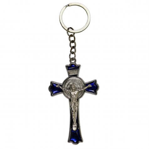 Chaveiro Cruz de São Bento Resinado Azul