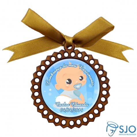 Medalhão de Madeira para Lembrancinha de Nascimento
