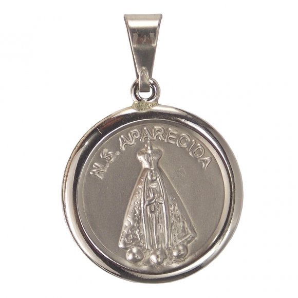 Medalha Redonda de Inox de Nossa Senhora Aparecida