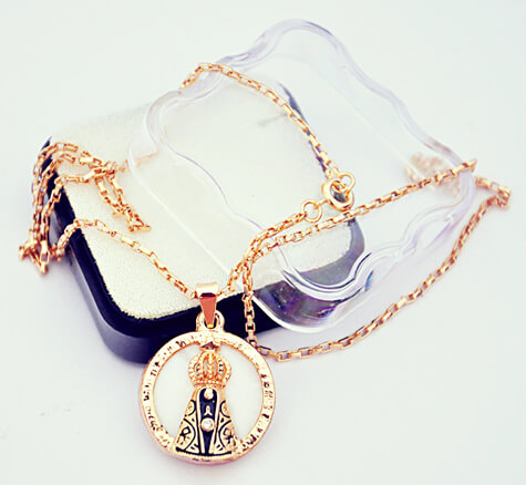 Medalha Folheada a Ouro Red Nossa Senhora Aparecida ST