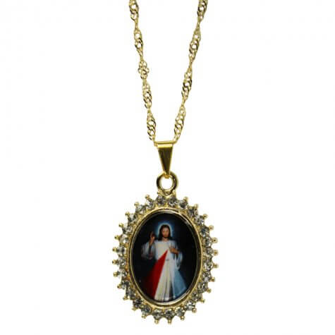 Colar Jesus Misericordiosos com Strass