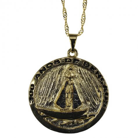 Colar Folheado com Medalha 300 Anos Aparecida - Mod. 2