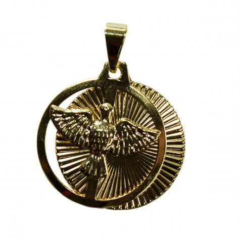 Pingente do Divino Espirito Santo Folheado a Ouro Media