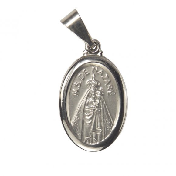 Medalha Oval de Inox de Nossa Senhora de Nazaré