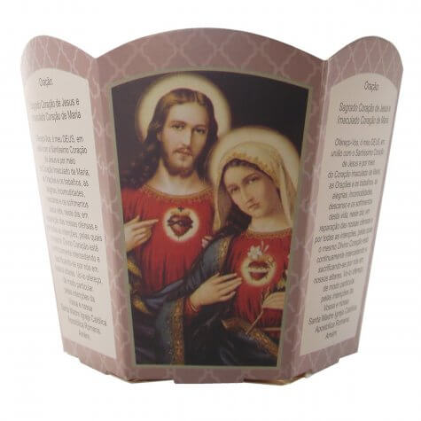 Protetor de Vela - Sagrado Coração de Jesus e Imaculado Coração de Maria