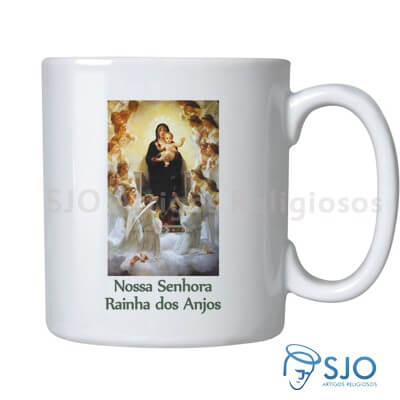Caneca Nossa Senhora Rainha dos Anjos com Oração