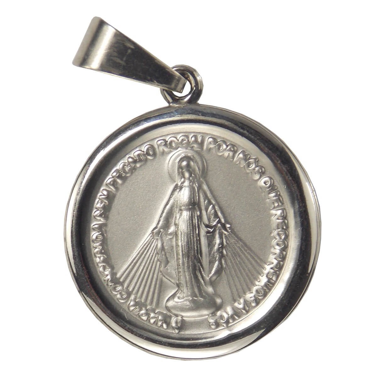 Medalha Redonda de Inox de Nossa Senhora das Graças SJO Artigos Religiosos Medalha Redonda de Inox de Nossa Senhora das Graças SJO Artigos Religiosos