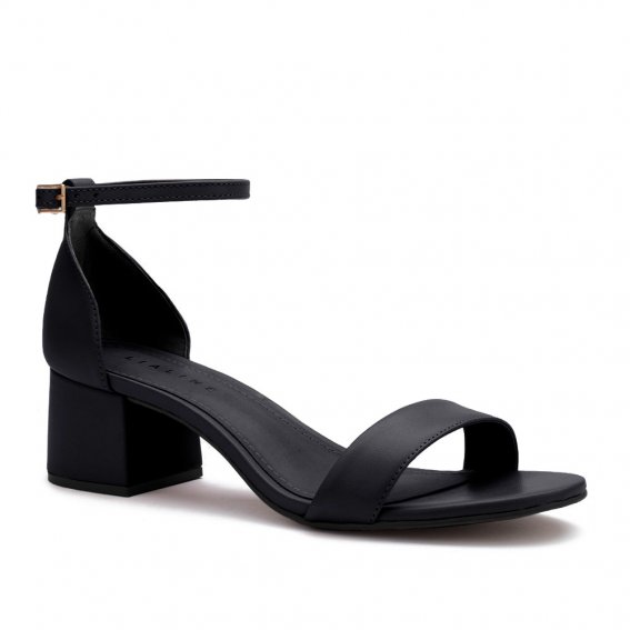 Sandália em Couro Salto Bloco Médio Luisa