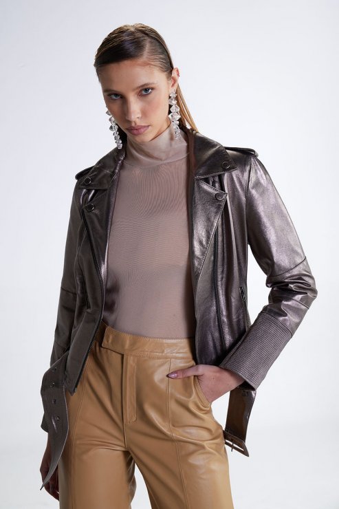 Couro Pelica Essential Jaqueta De Couro Feminina Amaro Couro