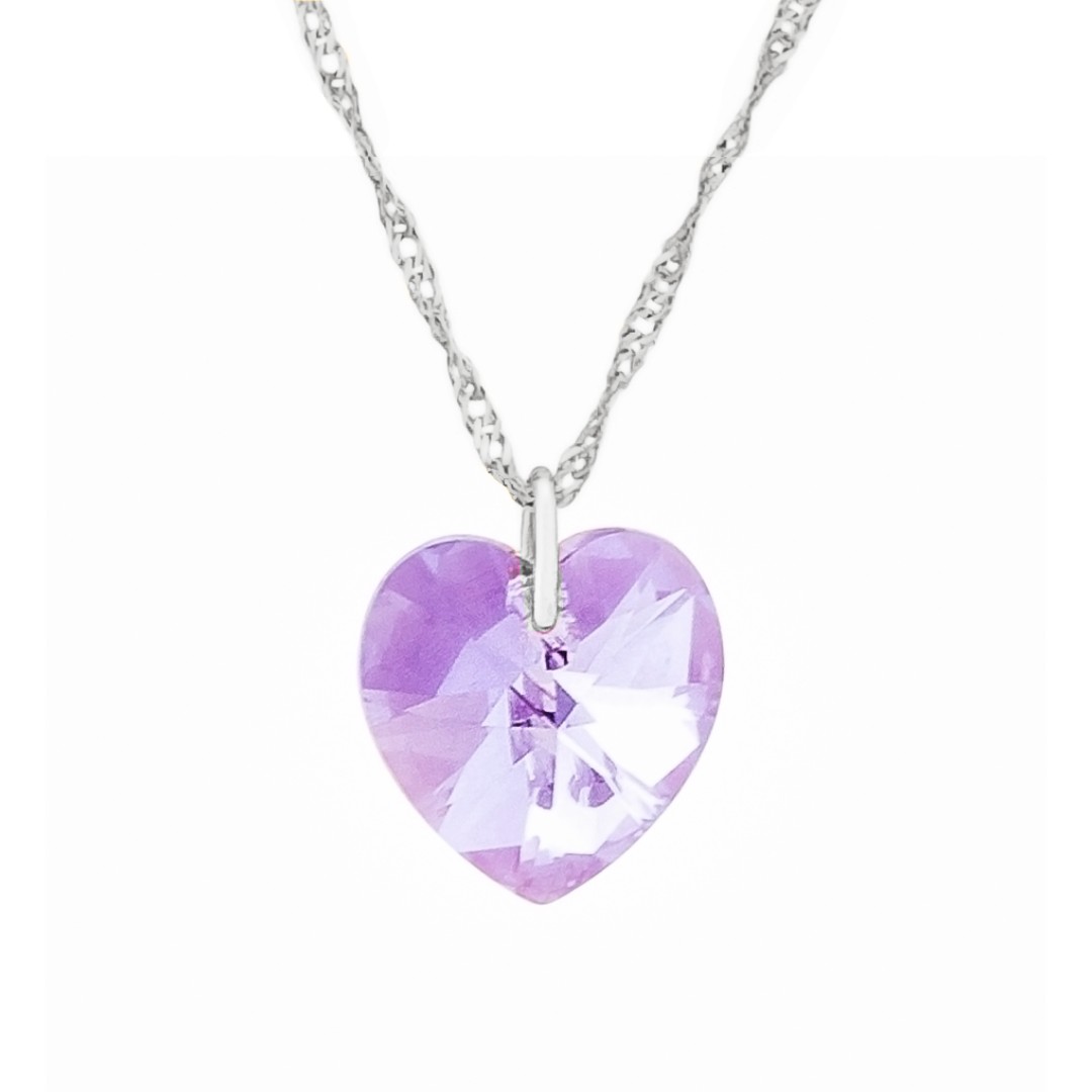 Colar Corao Swarovski 10 mm Violet AB - Sunshine Cristais