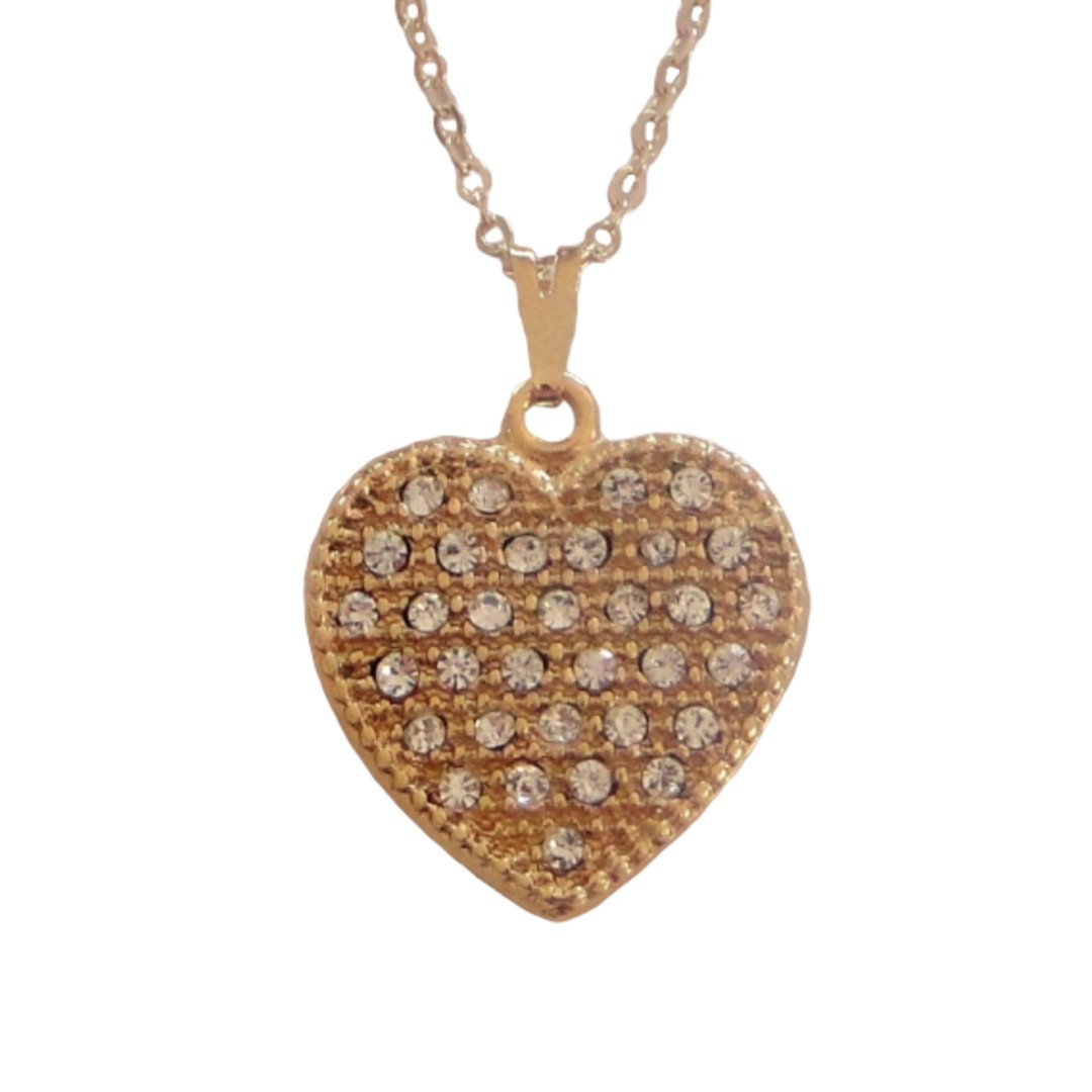 Colar Corao com Strass 20mm