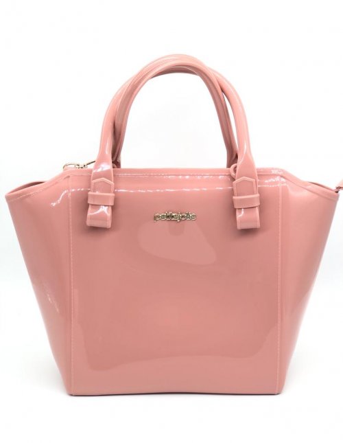 Bolsa Petite Jolie Pj3939 rosa antigo preto bordo