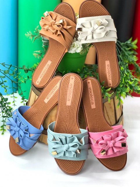 flat moleca 5297.446 rosa areia branco off jeans light turquesa