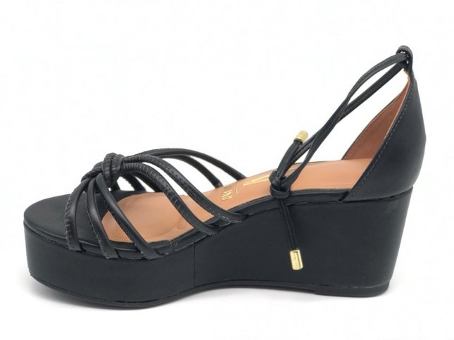 Sandália Vizzano Preta Anabela Plataforma Tiras 6407.409 6407.409 - Bem  Calçados