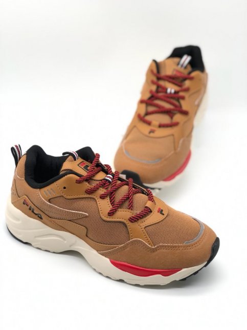 Tenis Fila 11U391X amêndoa preto vermelho