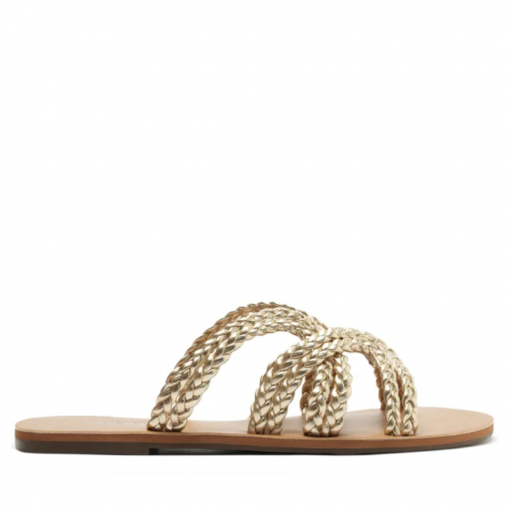 Rasteira Anacapri Tiras Trançadas Natural Dourada