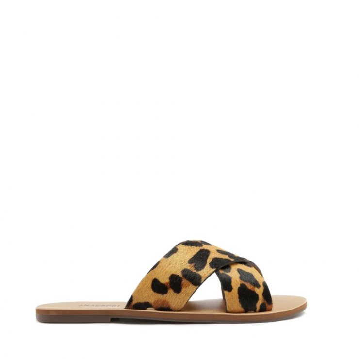 Rasteira Anacapri Tiras Cruzadas Couro Onça