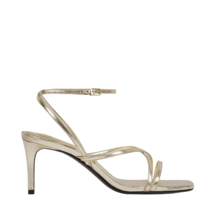 ☆Shan☆23200 Sandalia Schutz Transversal Couro Dourado