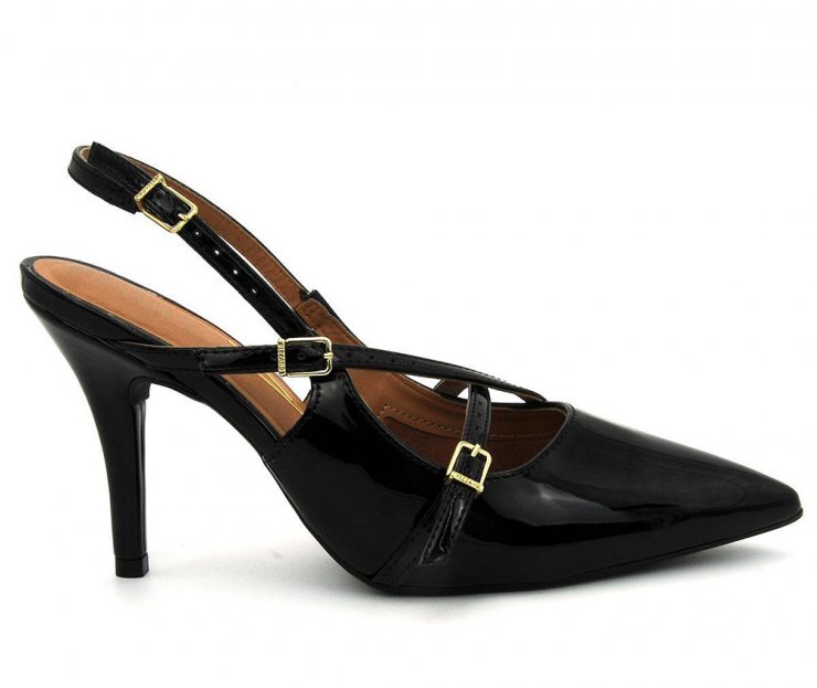 Vizzano Sapato Feminino Preto Verniz Sapato Vizzano Scarpin