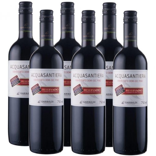 PACK Vinho Garibaldi Acquasantiera Reservado DEMI-SEC Cabernet Sauv/ Merlot/ Tannat 750ml -( cx c/ 6und)