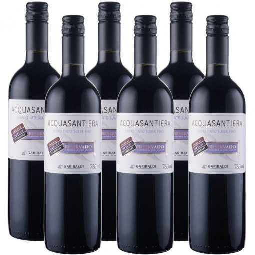 PACK Vinho Garibaldi Acquasantiera Reservado SUAVE Cabernet Sauv/ Merlot/ Tannat 750ml -( cx c/ 6und)