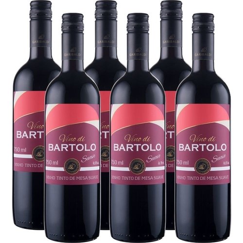 PACK Vinho Garibaldi Di Bartolo Tinto SUAVE 750ml -( cx c/ 6und)