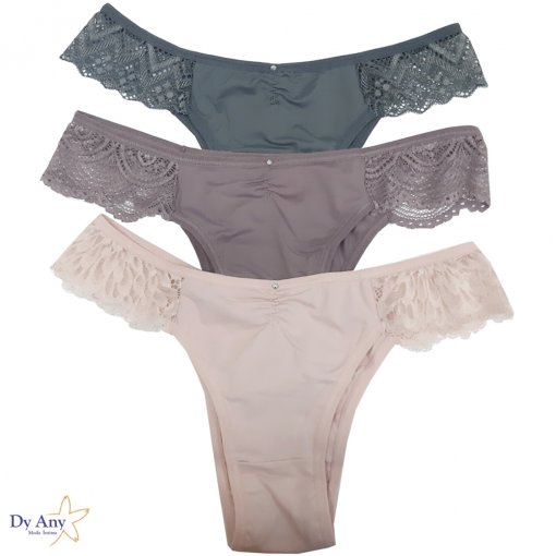 7555) KIT C/ 03 Calcinhas lateral rendada - Dy Any